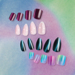 Sally Hansen hands applying a press-on nail demonstrating simple step-by-step use