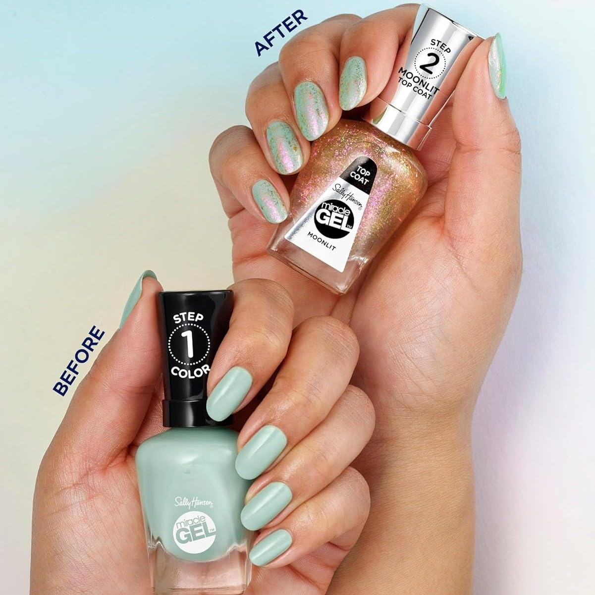 Sally Hansen bottle label close-up highlighting shade number and finish
