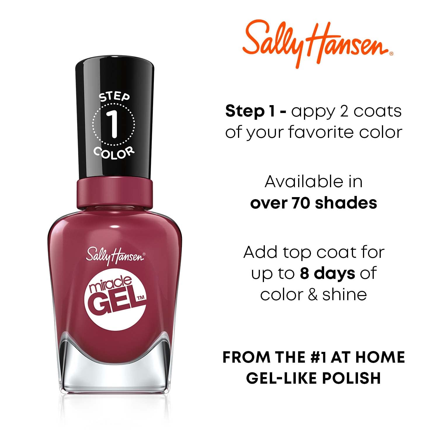 Sally Hansen brush applying 439 Red Eye for smooth, streak-free coverage