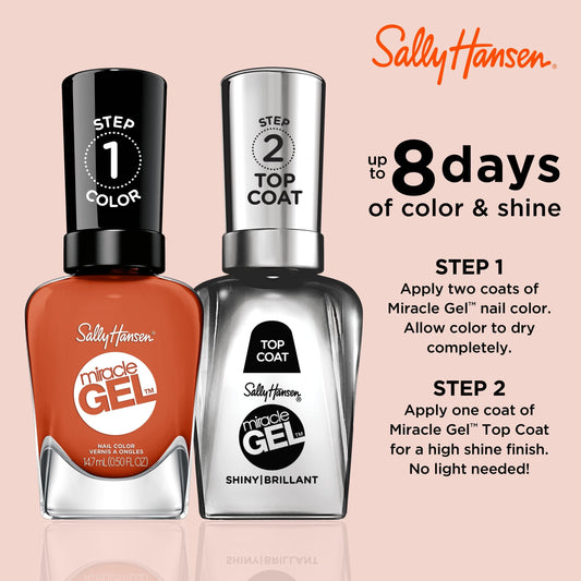 Sally Hansen brush laying a smooth stroke of A Hot Minute showing even coverage benefit