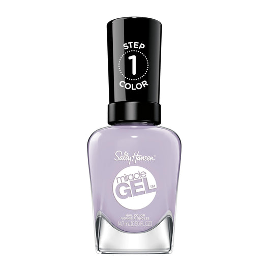 sally hansen bottle front view showing light purple color and glossy finish