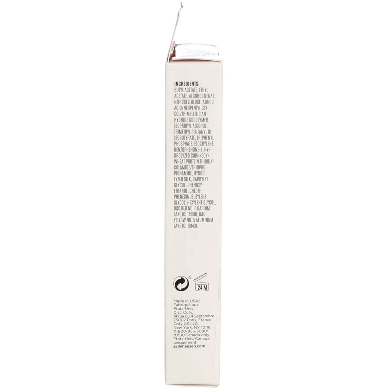 Sally Hansen clear formula swatch displaying smooth texture and non-yellowing finish