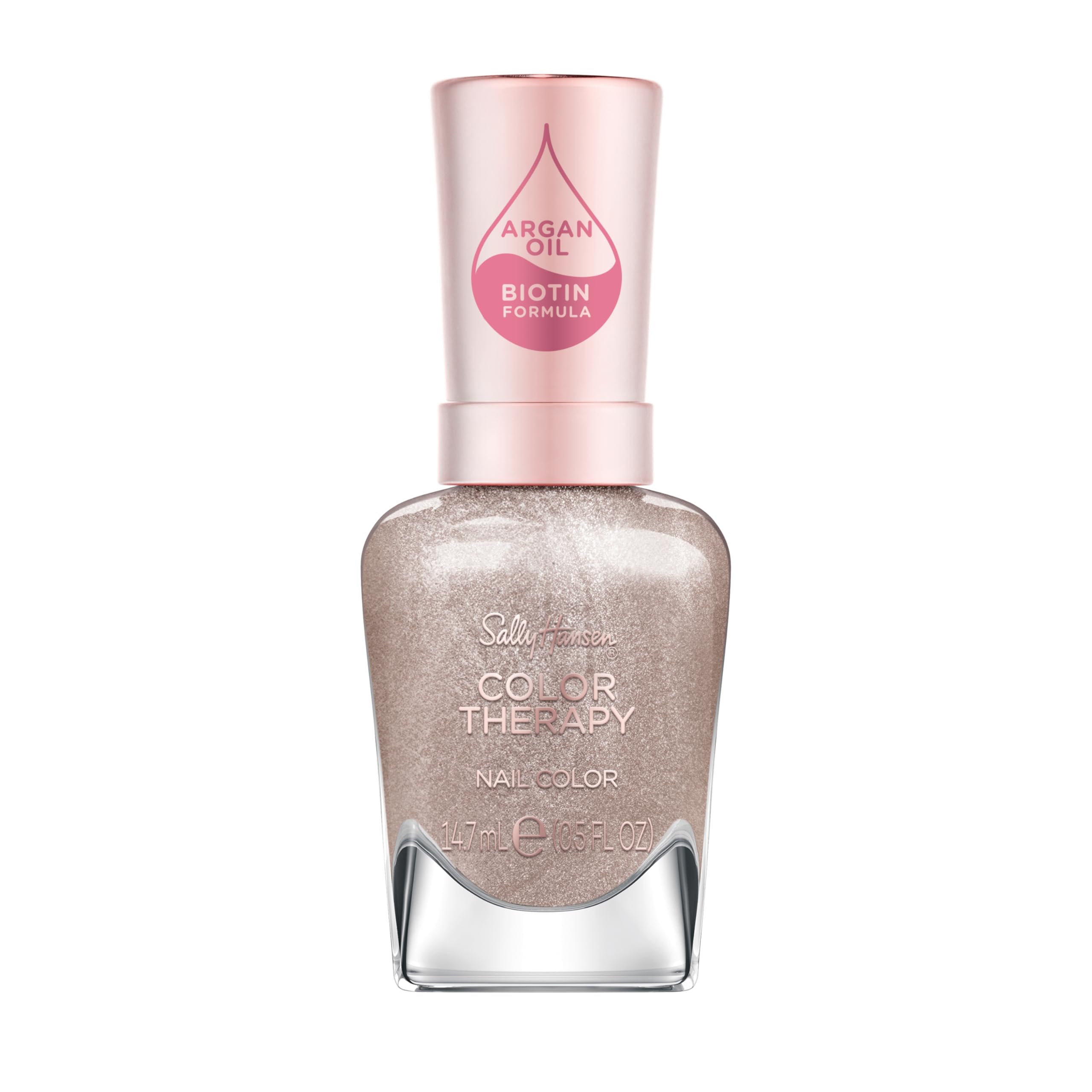 Sally Hansen bottle front view showing khaki beige polish and glossy finish