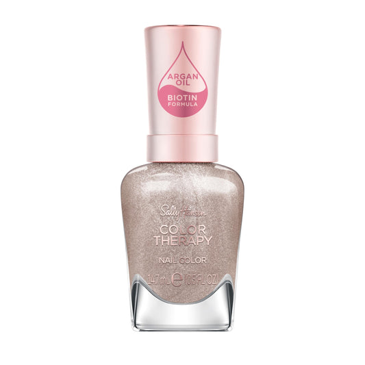 Sally Hansen bottle front view showing khaki beige polish and glossy finish