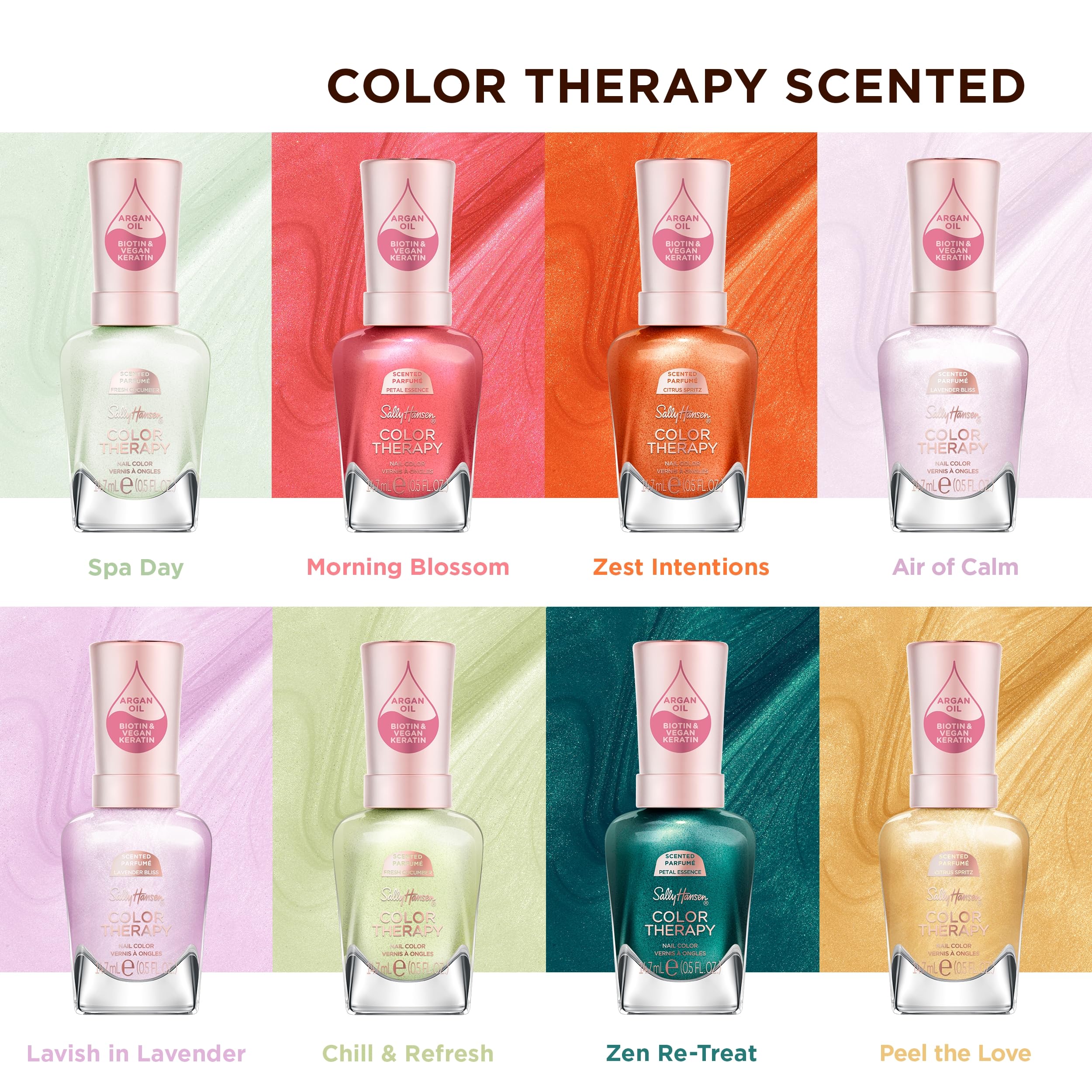 Sally Hansen hand outdoors wearing 293 Zest Intentions illustrating long-lasting wear