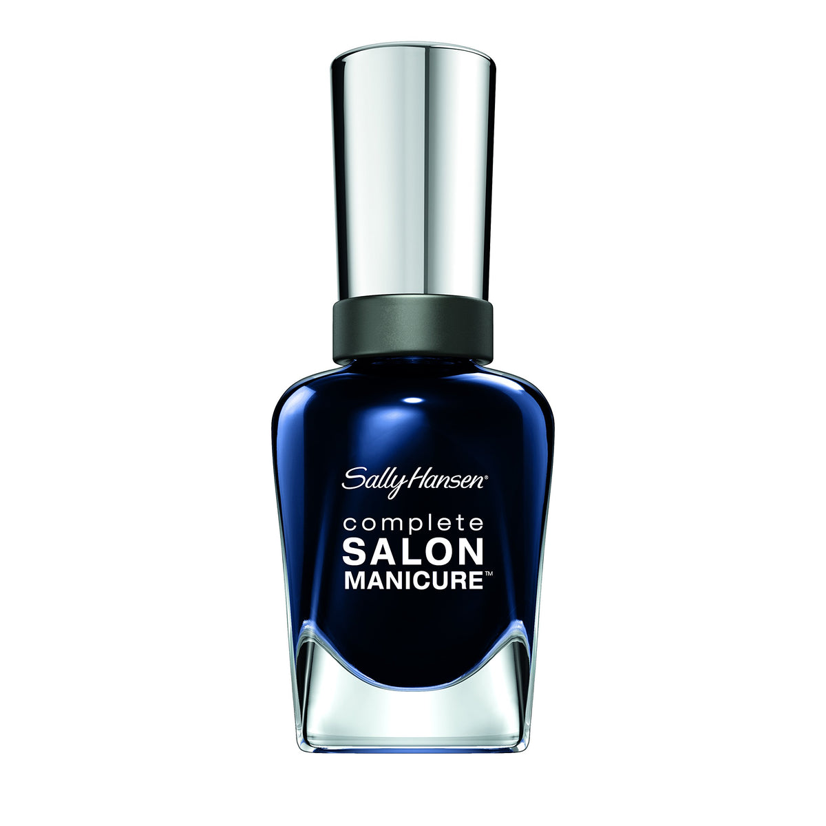 Sally Hansen complete salon manicure front bottle showing Dark Hue-Moor shade and label, professional finish