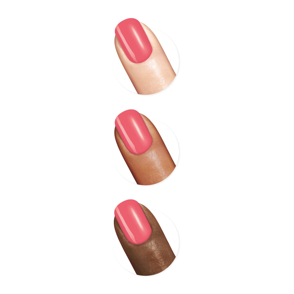 Sally Hansen bottle angle highlighting size and easy-pour neck for neat application benefit
