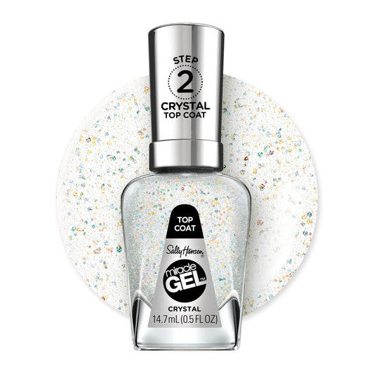 Sally Hansen bottle front view showing Crystal Top Coat benefits