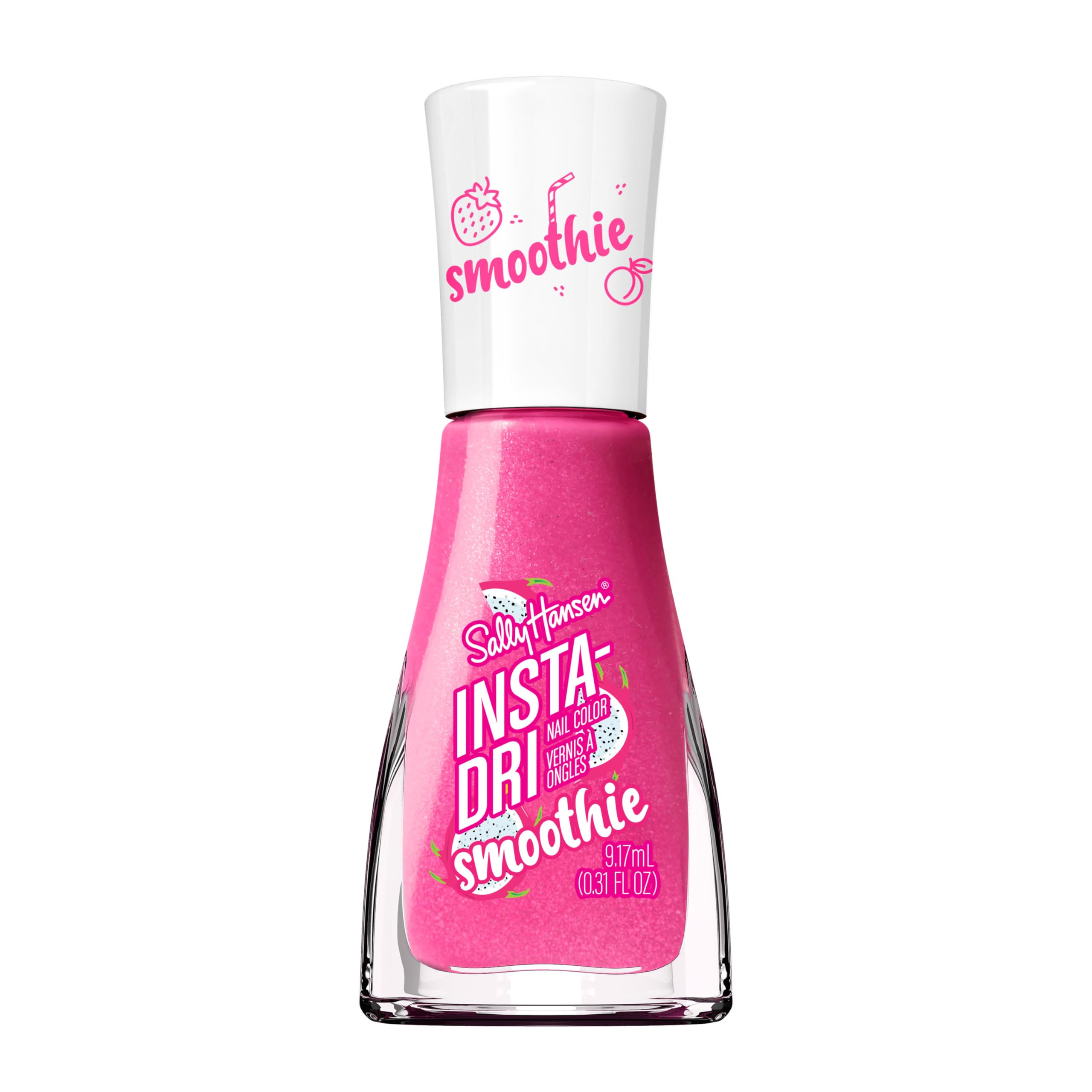 Sally Hansen bottle front view showing dragon fruit crush color and size benefit