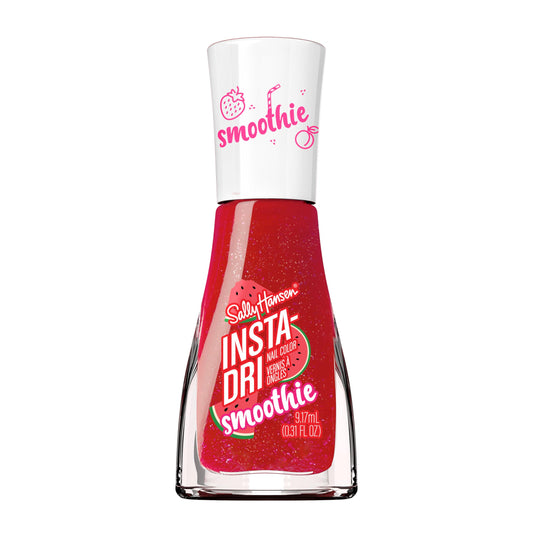Sally Hansen Dragon Fruit Crush bottle front view showing bold satin-matte color and quick-dry benefit