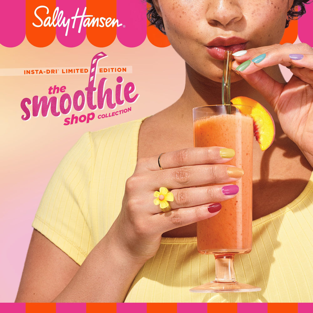 Hand holding bottle to show Sally Hansen size for travel and convenience