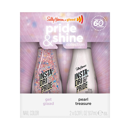 Sally Hansen duo front packaging showing Pride-inspired shimmer and supportive design
