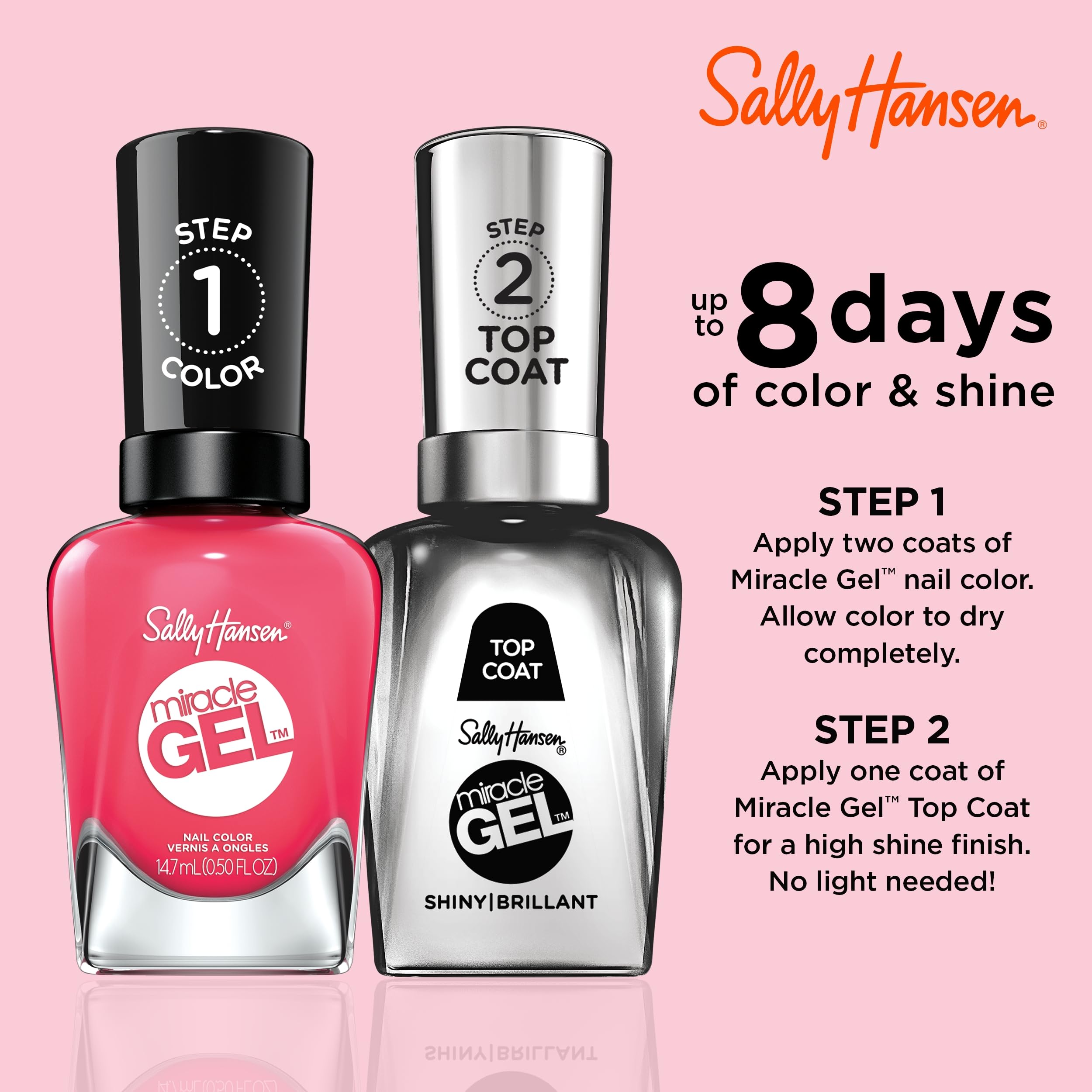 Sally Hansen brush stroke of Electric Pop showing smooth application and coverage