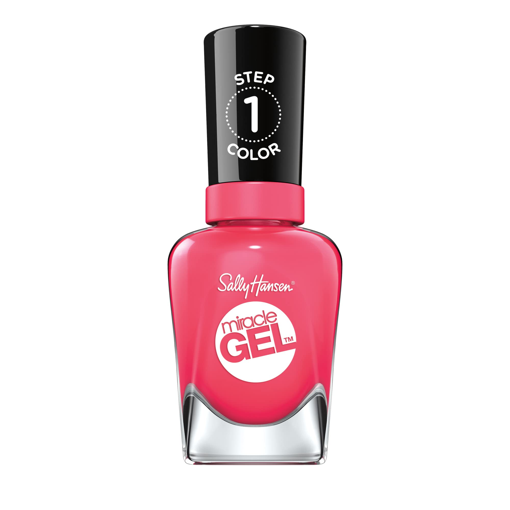 Sally Hansen bottle front view showing Electric Pop hot pink and glossy finish