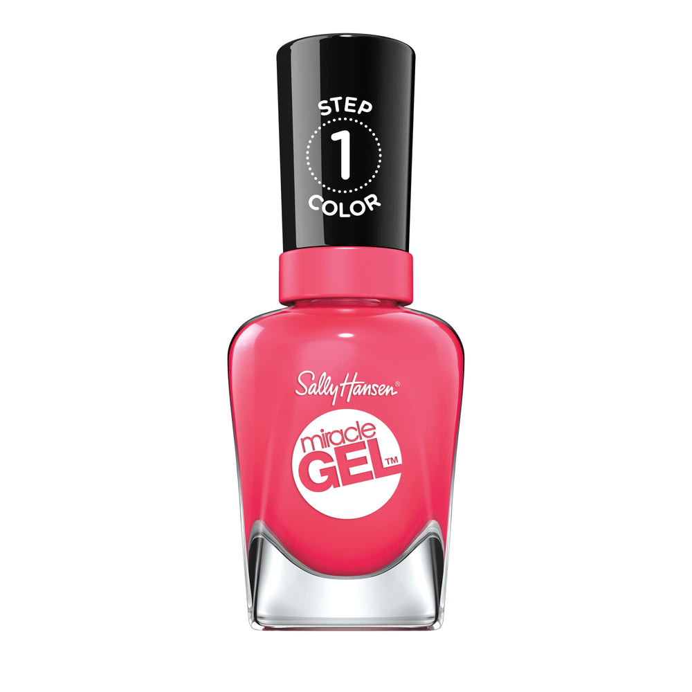 Sally Hansen bottle front view showing Electric Pop hot pink and glossy finish