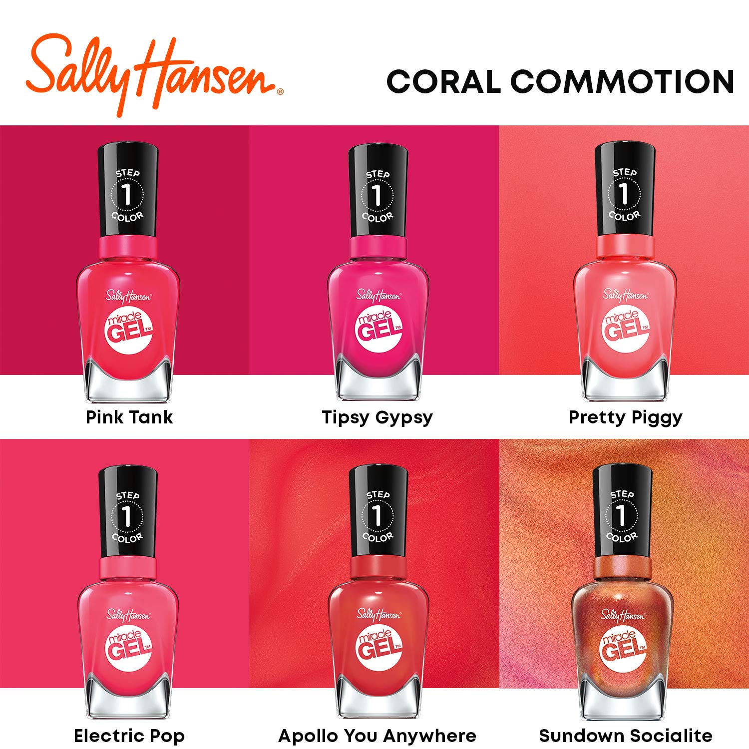 Sally Hansen bottle next to everyday items showing Electric Pop size and scale