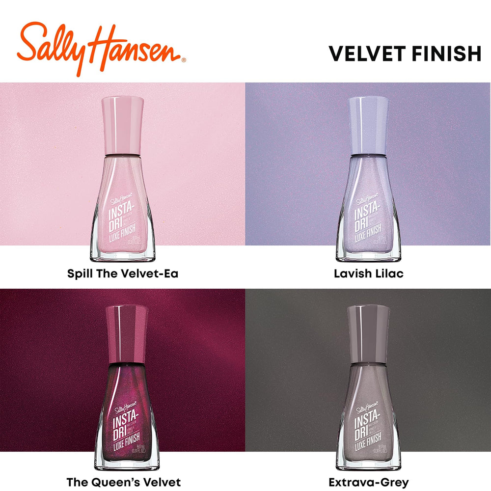 Sally Hansen nails paired with velvet outfit showing polished fashion-ready look
