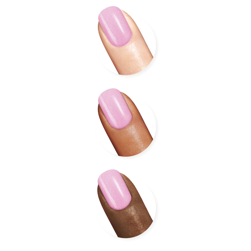 Sally Hansen swatched on fingernails highlighting one-coat coverage and shine