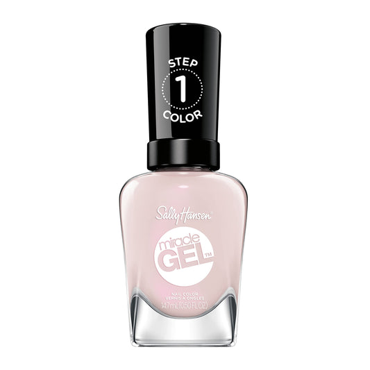 Sally Hansen bottle front packaging showing sheer ivory pink shade and label benefit
