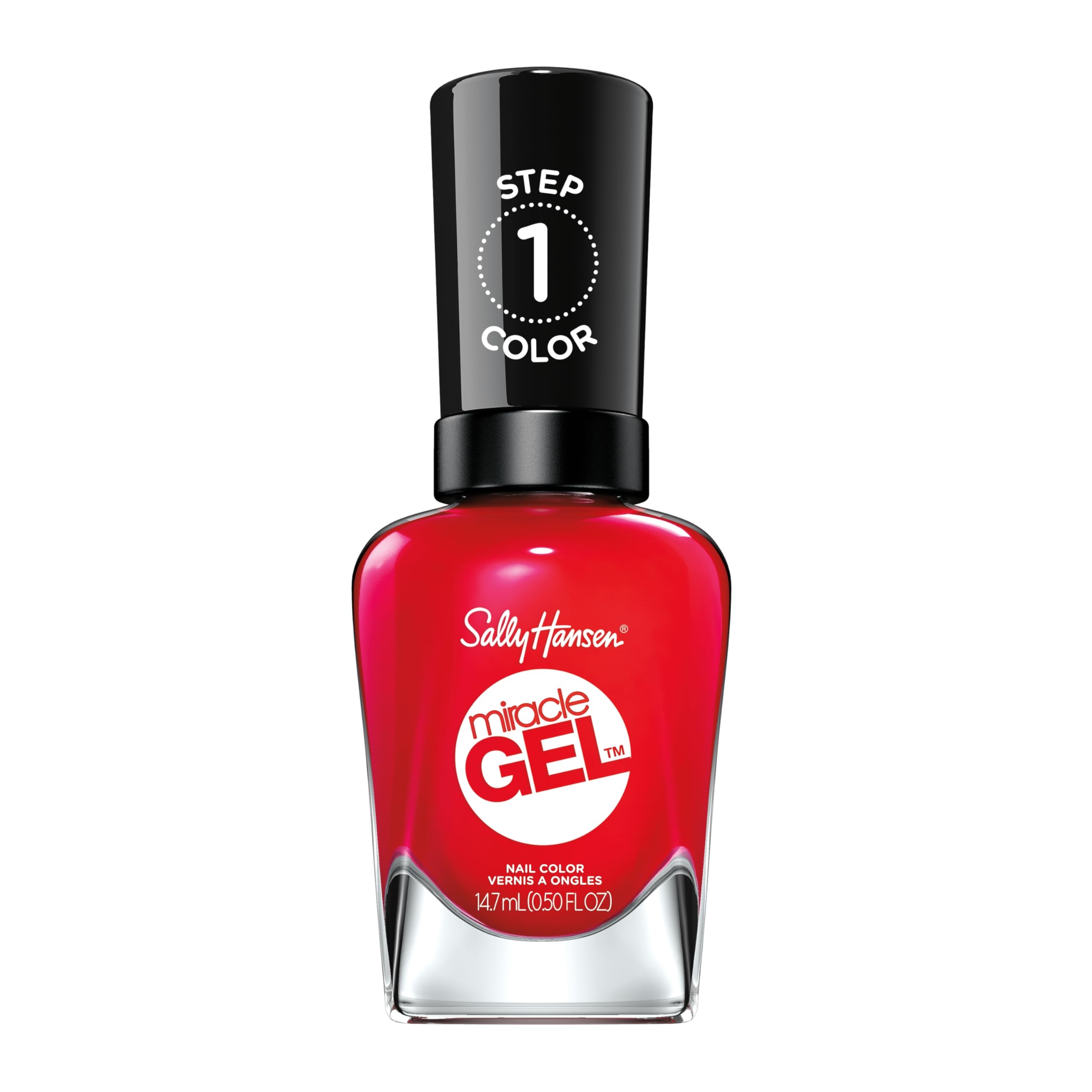 Sally Hansen front bottle showing scarlet Red Eye and glossy finish