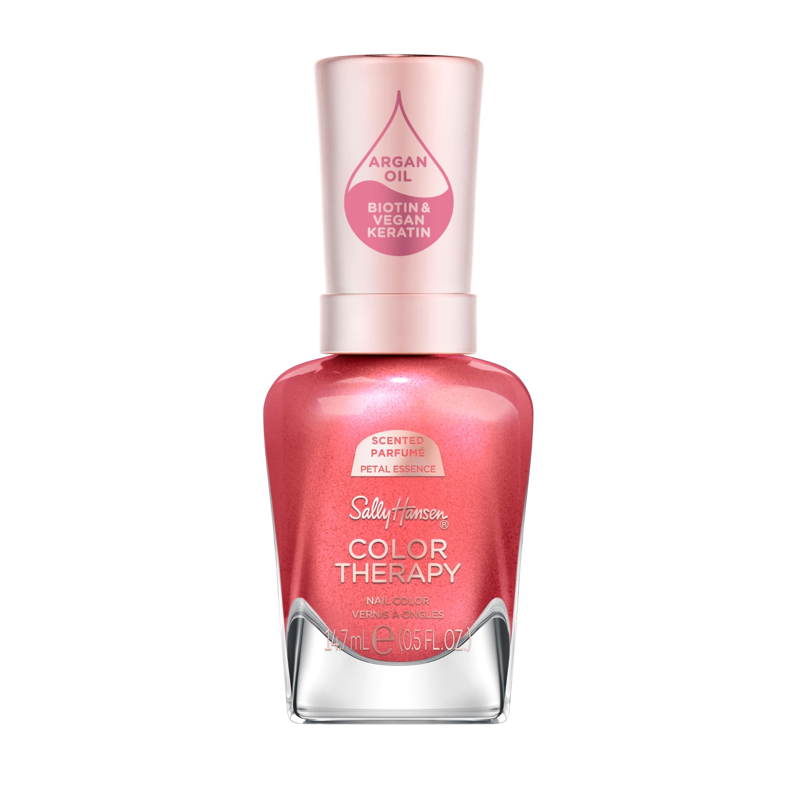 Sally Hansen front packaging 462 Peel the Love shows the pink shade and benefit