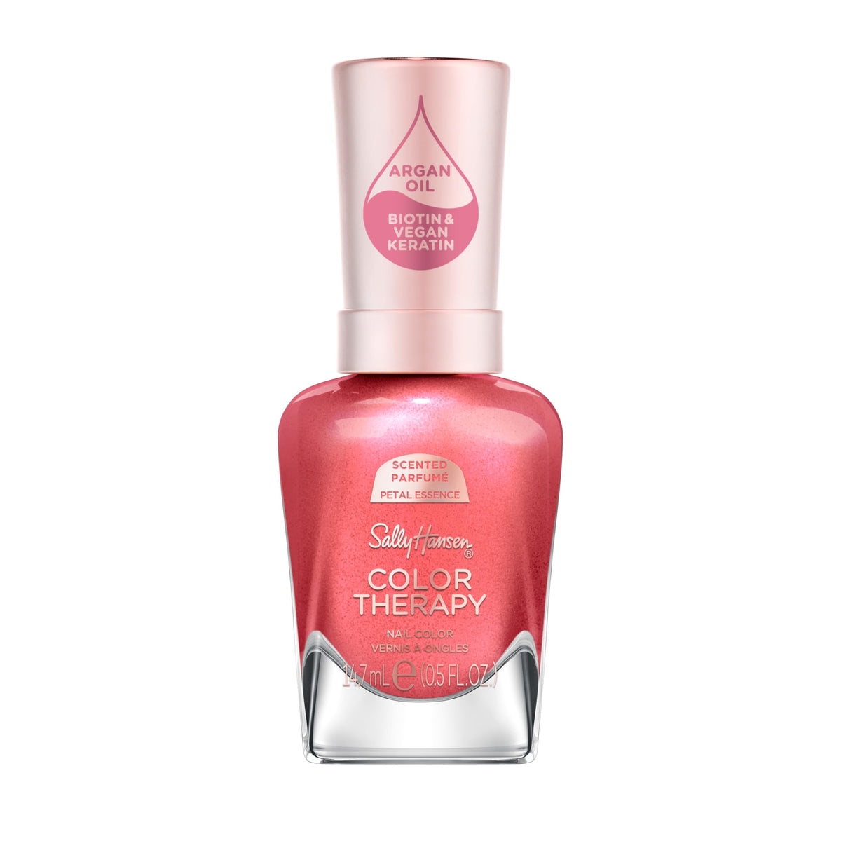 Sally Hansen front packaging 462 Peel the Love shows the pink shade and benefit