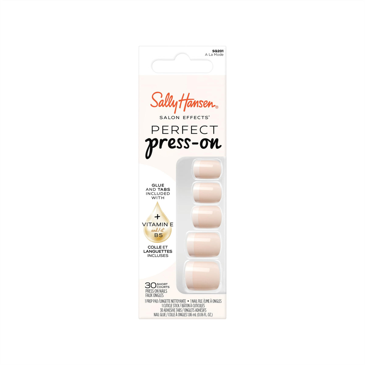 Sally Hansen front packaging showing kit contents and square nails benefit quick salon look