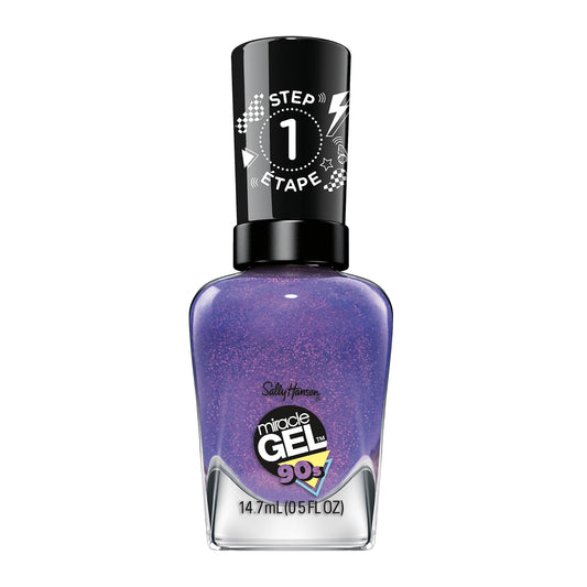 Sally Hansen frosted tips front packaging showing shimmery purple finish and benefit long wear