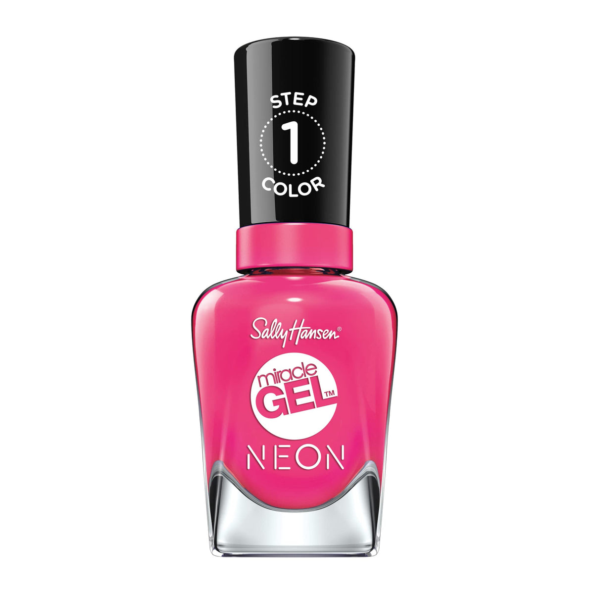 Sally Hansen bottle front packaging showing bright fuchsia shade and salon finish