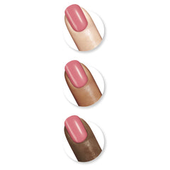 Sally Hansen painted nail close-up illustrating Giant Peach chip-resistant benefit