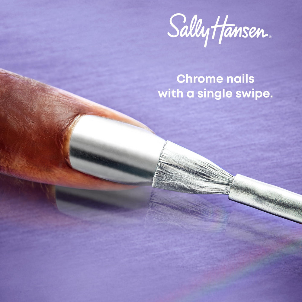 Sally Hansen Gold Standard brush applying smooth gold foil polish demonstrating even coverage benefit