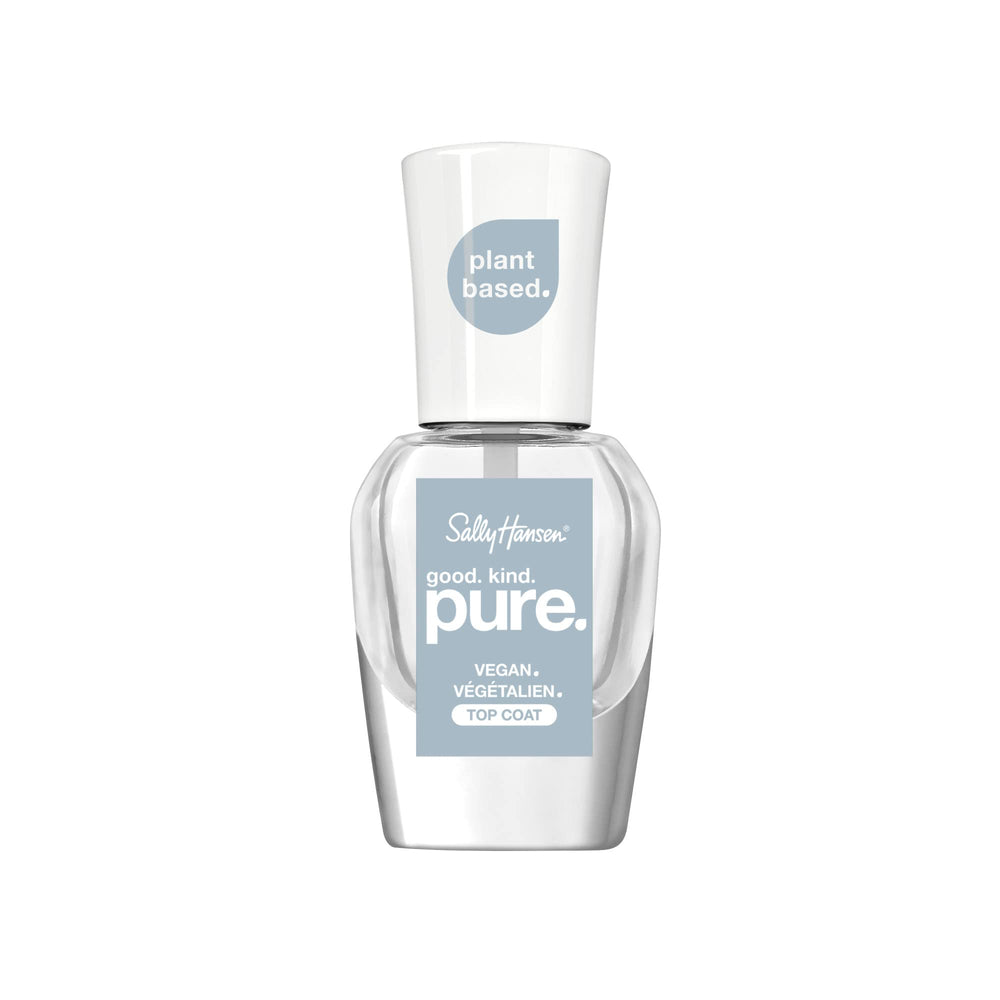 Sally Hansen top coat bottle front view showing clear vegan finish and branding