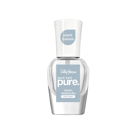 Sally Hansen top coat bottle front view showing clear vegan finish and branding