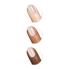 Label close-up of Sally Hansen top coat listing 16-free claims for cleaner formula