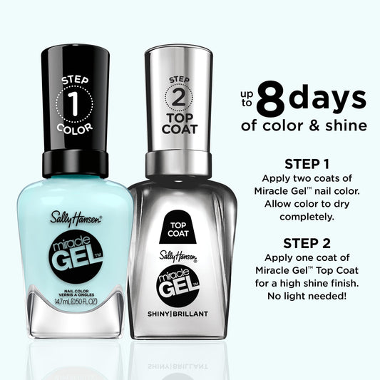 Sally Hansen brush loaded with Grand Cyan polish for smooth, even application