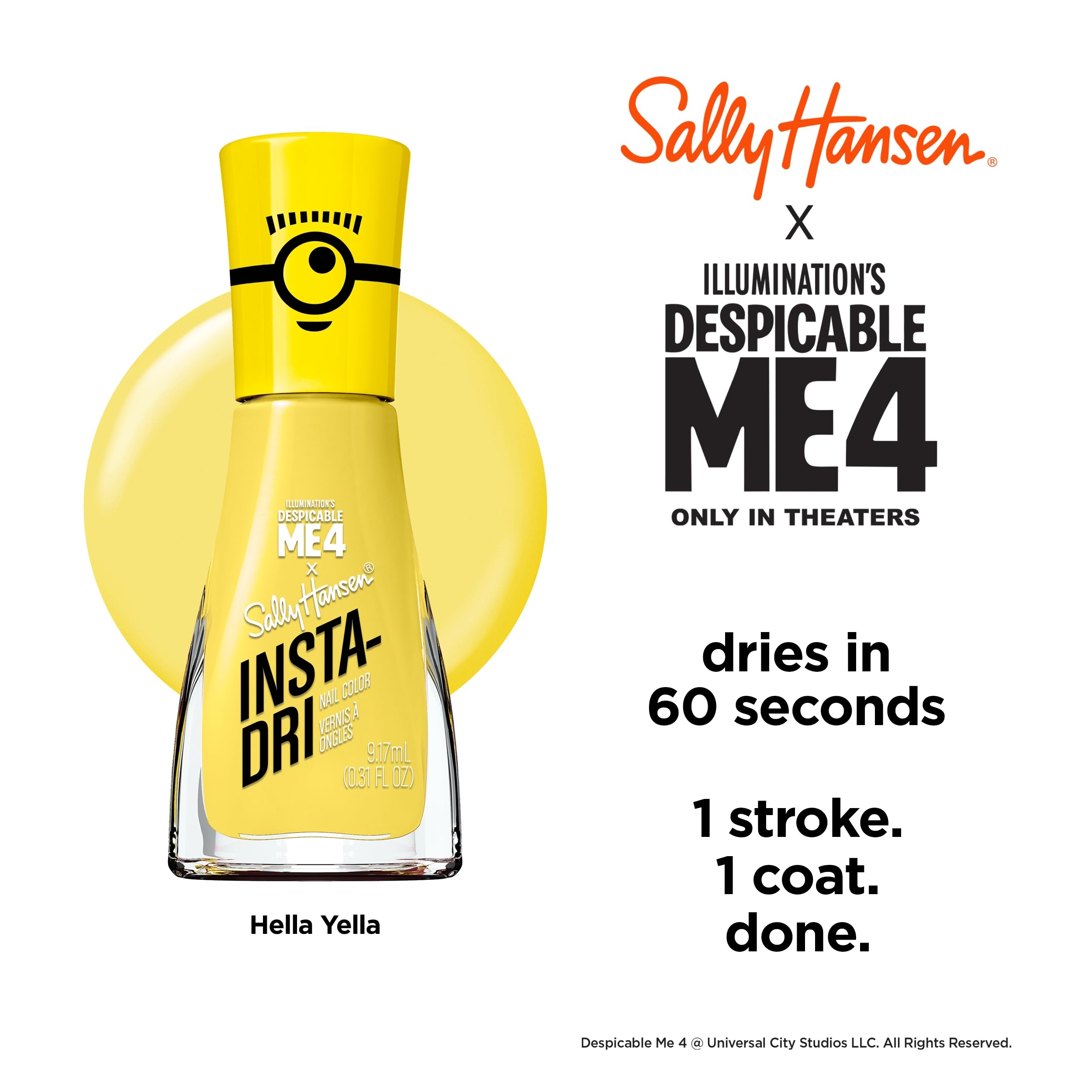 Sally Hansen Hella Yella close-up bottle detail showing opaque pigment benefit