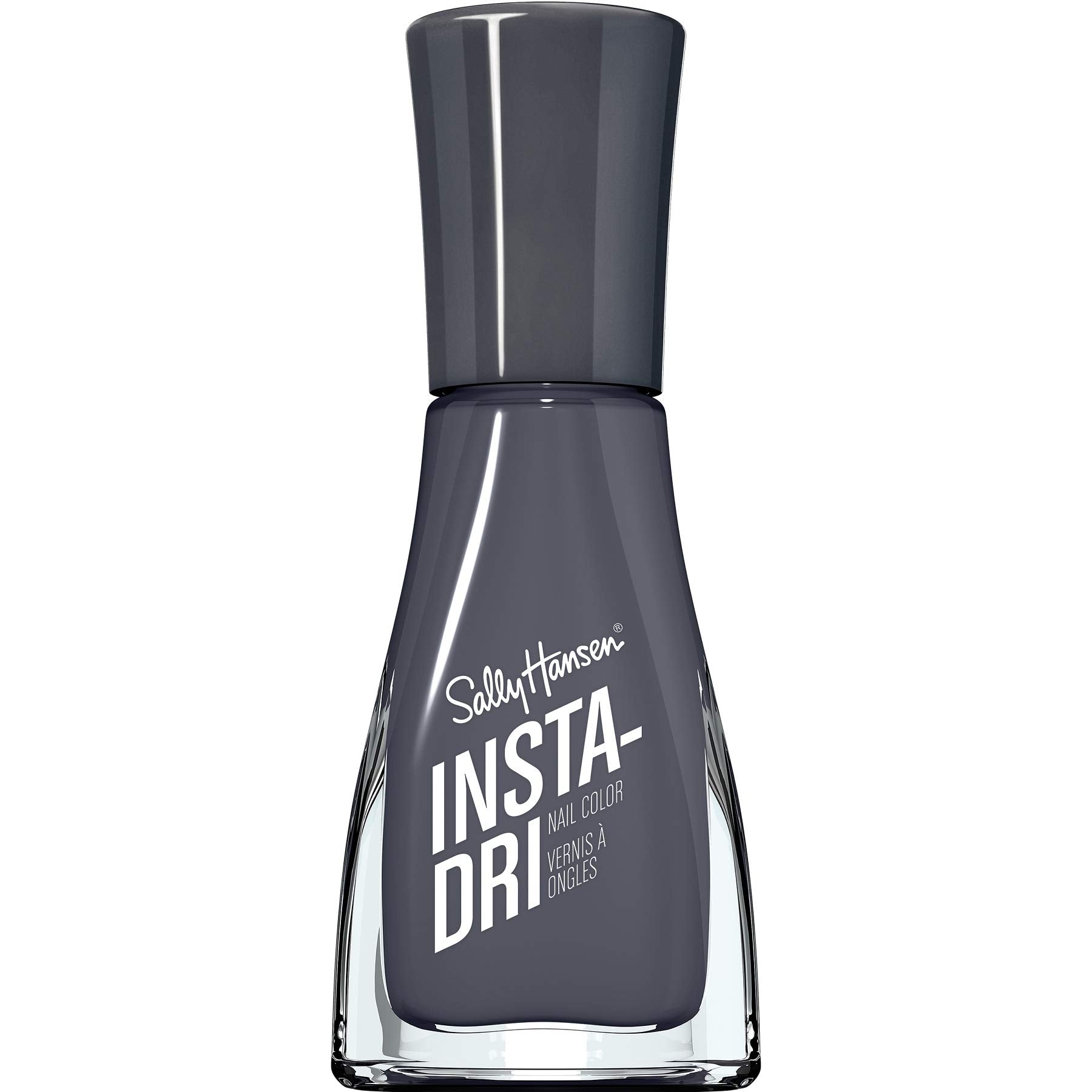 Sally Hansen front bottle showing Grease Lightening black and glossy finish benefit