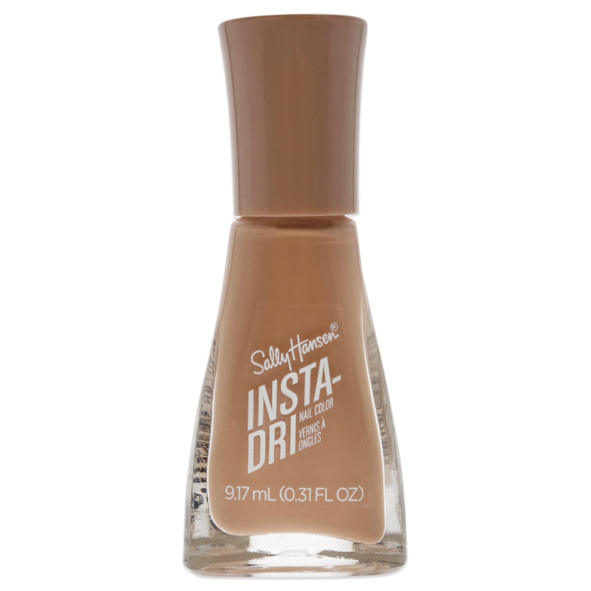 Sally Hansen bottle front view showing nude shade and compact size for travel