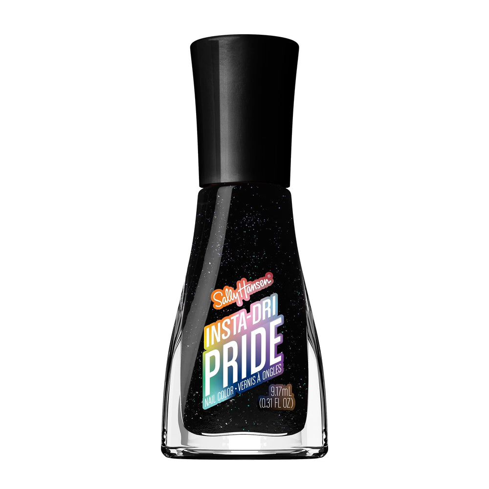 Sally Hansen Insta-Dri front bottle view showing bold black shade and quick-dry benefit