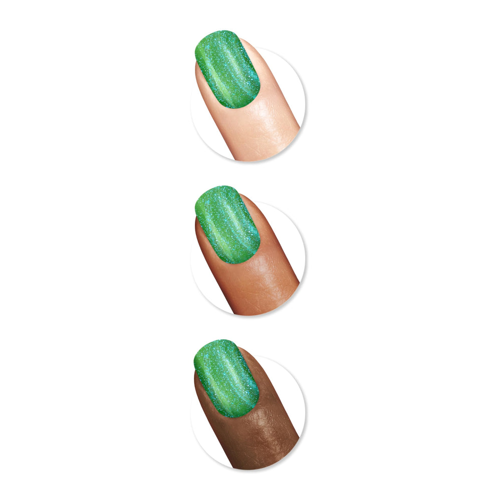 Sally Hansen color swatch on nail wheel showing true S-melon like Summer tone