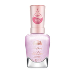 Sally Hansen bottle front showing lavender color and glossy finish benefits
