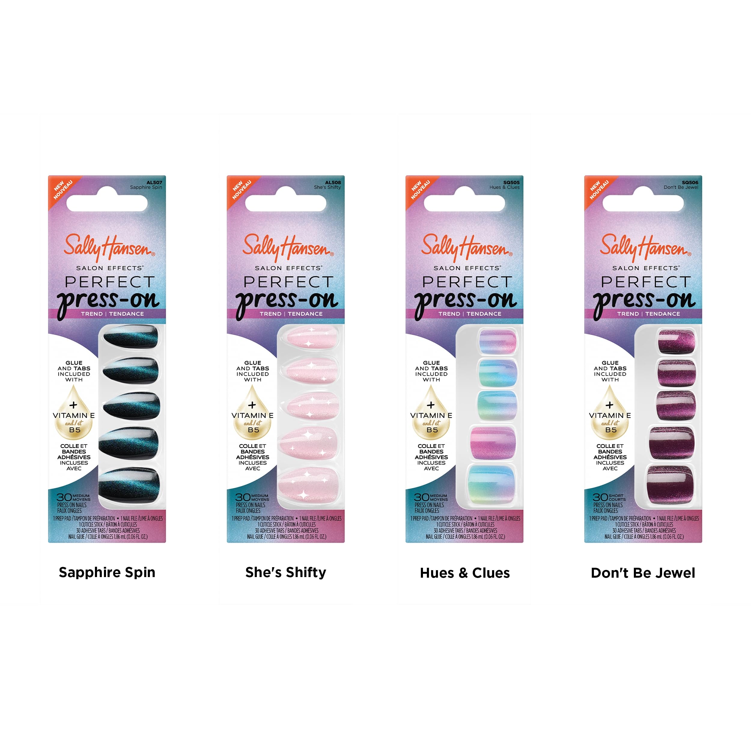 Sally Hansen finished manicure on model hands showing square shape and polished look