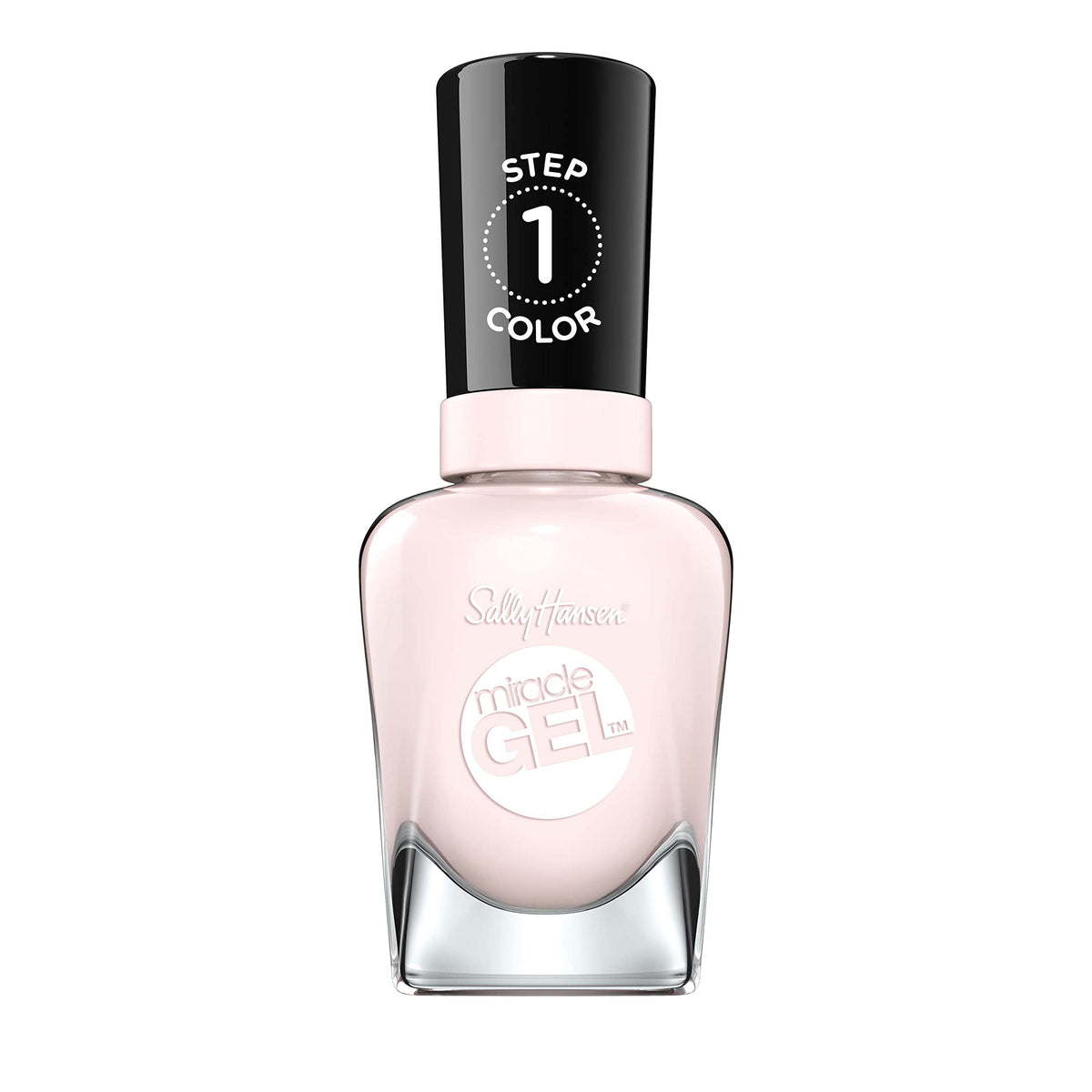 Sally Hansen bottle front showing Little Peony color and glossy finish benefit
