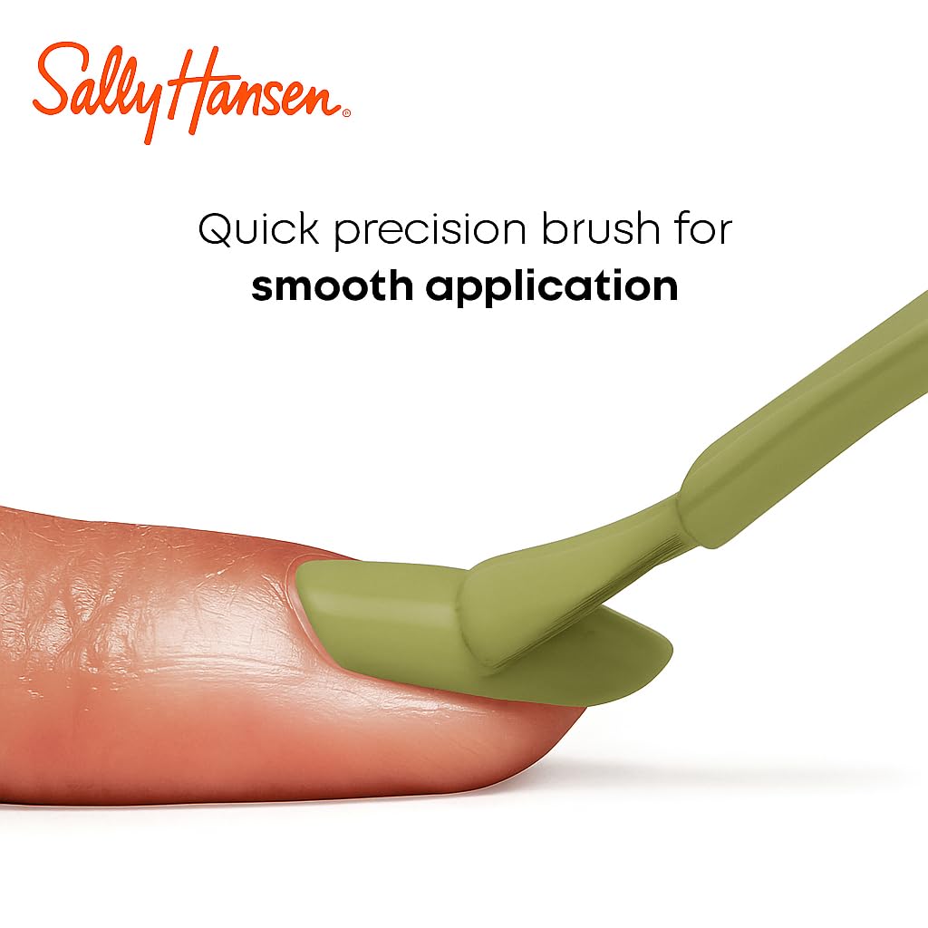 Manicure with Sally Hansen sage green polish on natural nails for wearable look