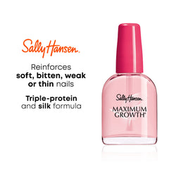 Sally Hansen bottle label close-up highlighting triple protein formula