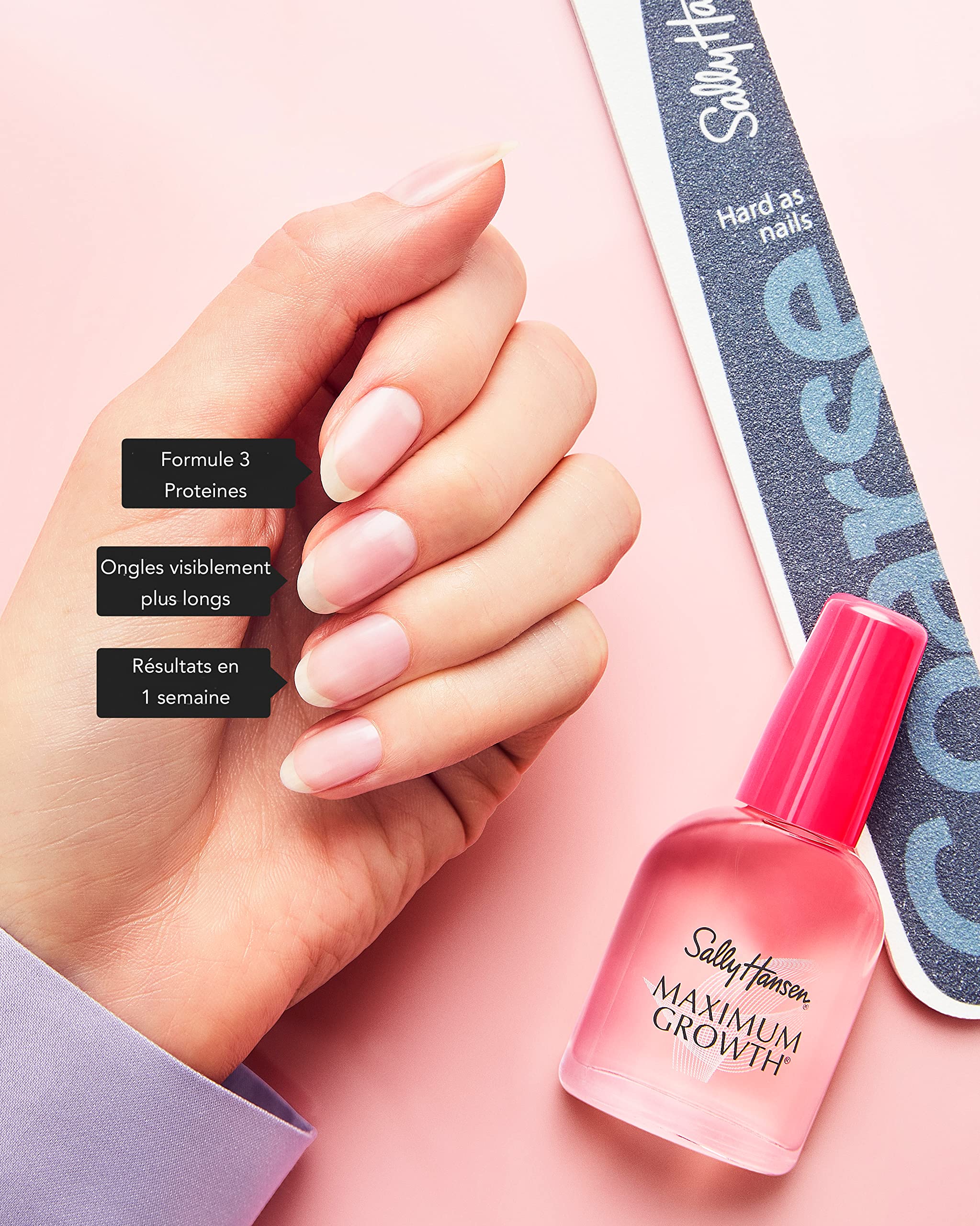 Sally Hansen on a vanity suggesting daily nail care routine benefit
