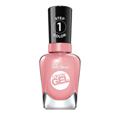 Sally Hansen bottle front showing 245 Satel-Lite Pink and glossy finish benefit