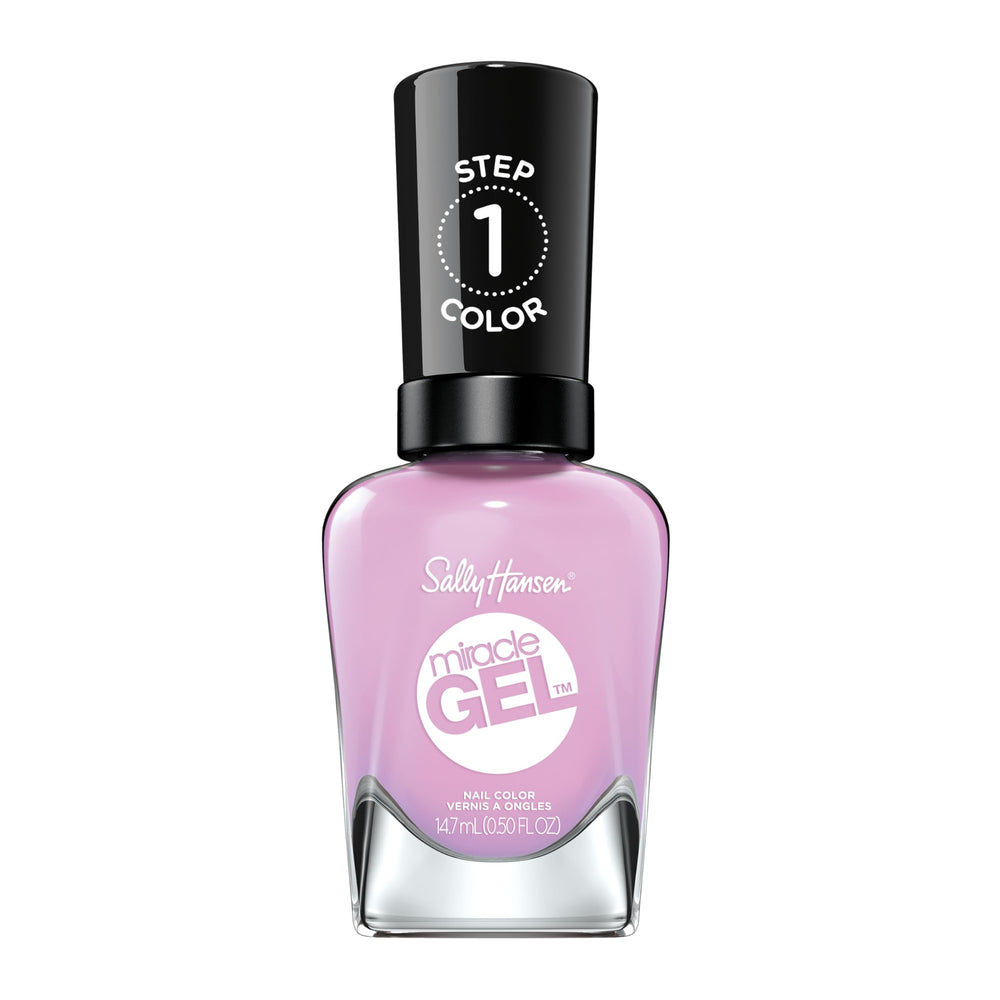 Sally Hansen bottle front packaging showing orchid pink and glossy finish benefit