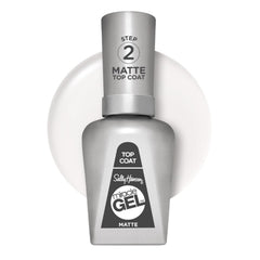 Sally Hansen Miracle Gel matte top coat front packaging showing product clarity and durability