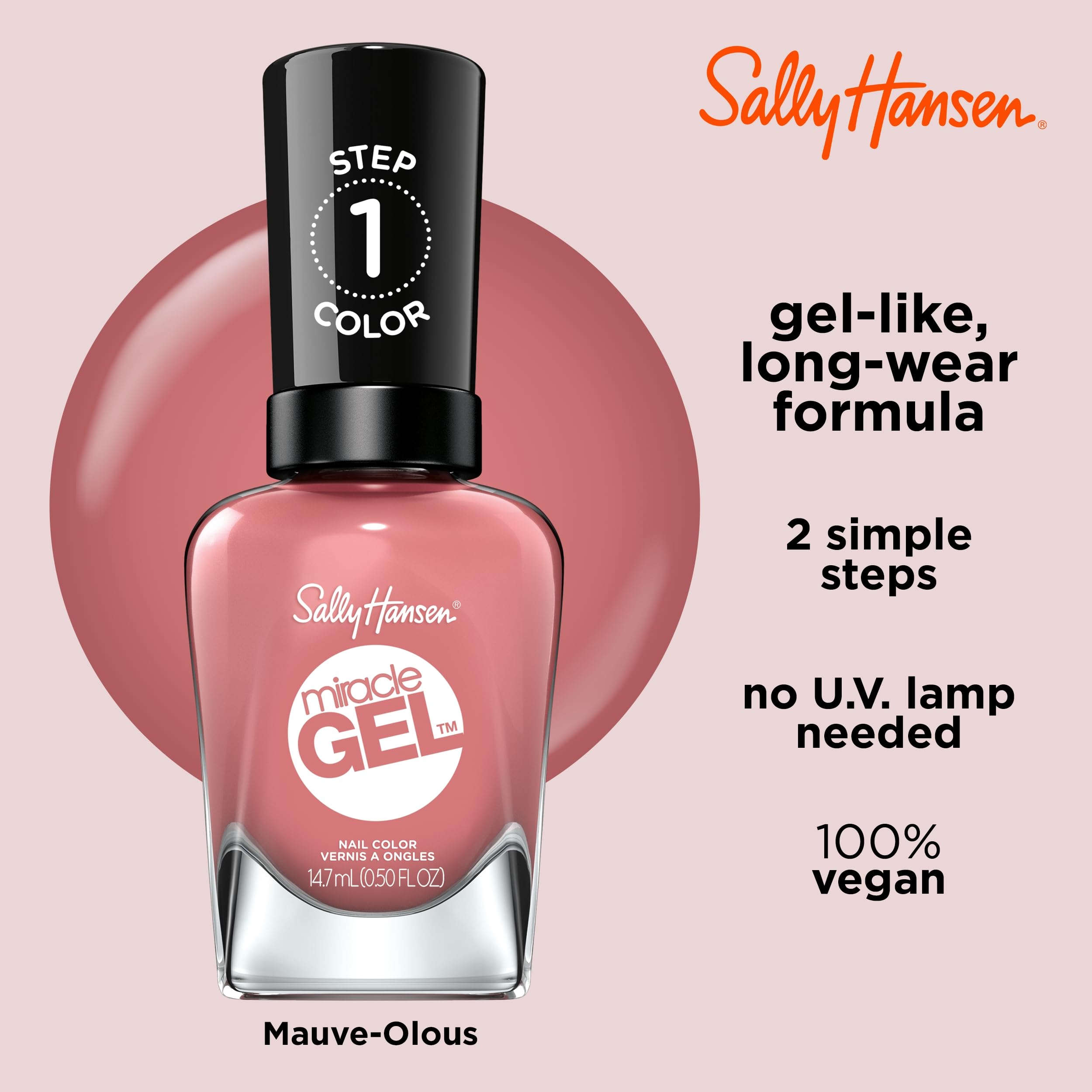 Sally Hansen hand wearing manicure demonstrating long-lasting shine
